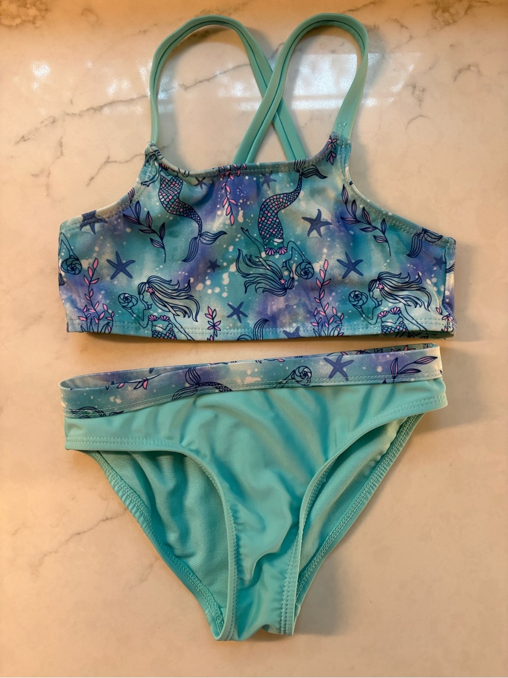 wonder nation Aqua Girls Two-Piece Mermaid Swim Bikini
